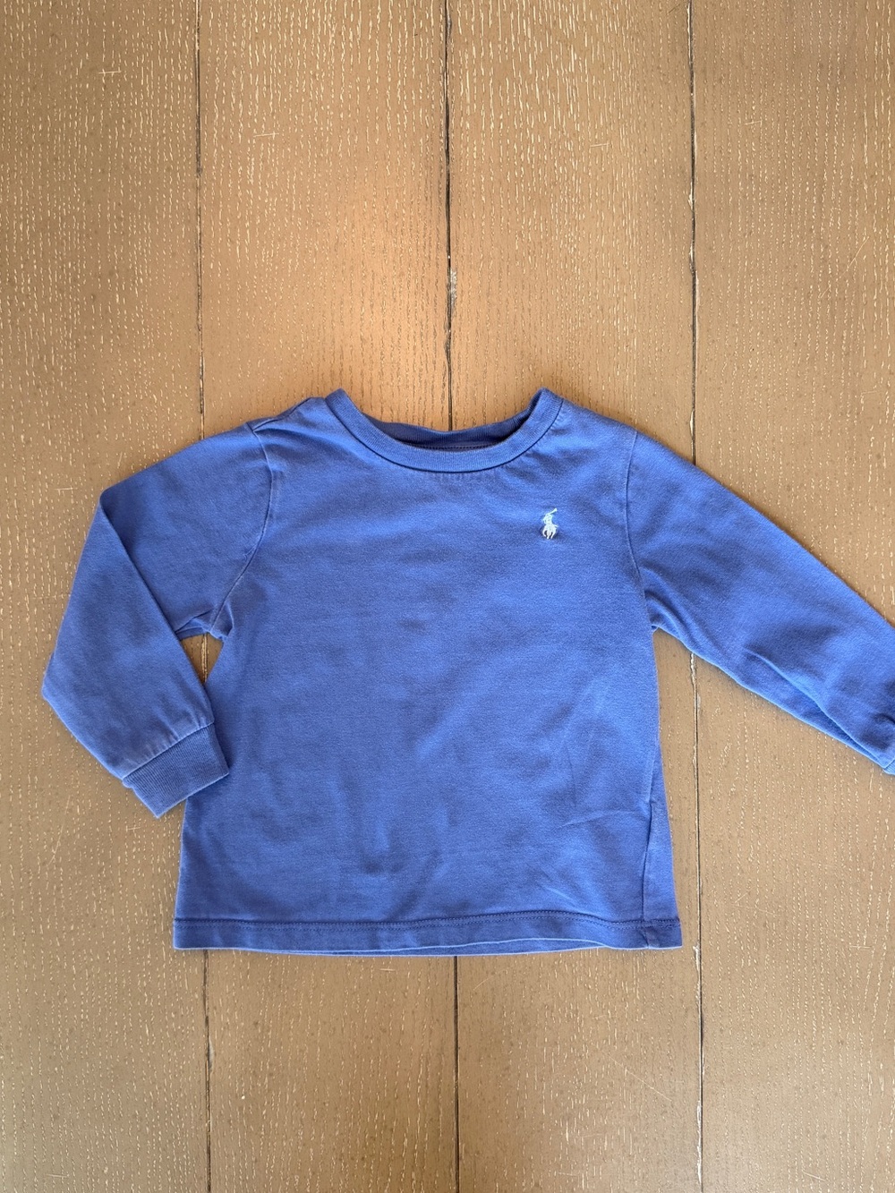 Ralph Lauren Toddler & Baby Boys’ Long-Sleeve Blue Cotton Polo Shirt • Size 18M